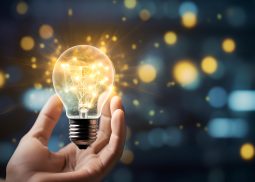 Hand holding glowing light bulb with sparkling light, Creative idea with sparkling light bulbs, Concept and new idea background. Hand holding glowing light bulb with sparkling light, Creative idea with sparkling light bulbs, Concept and new idea background.