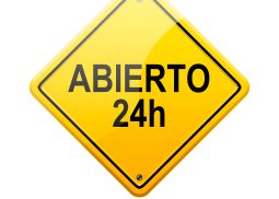 Señal amarilla texto ABIERTO 24h Señal amarilla texto ABIERTO 24h