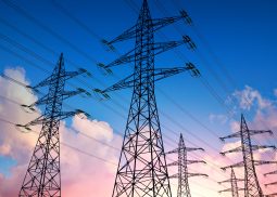 High voltage power lines in the sky – 3D illustration High voltage power lines in the sky - 3D illustration